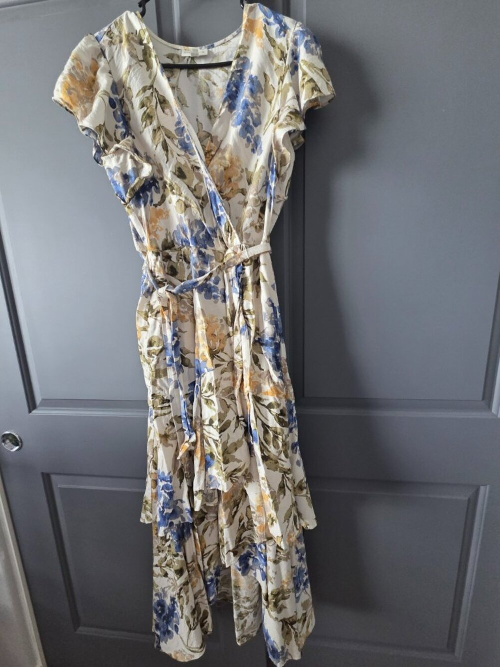 Kate and Lily L Floral Wrap High Low Maxi Dress Tie Waist